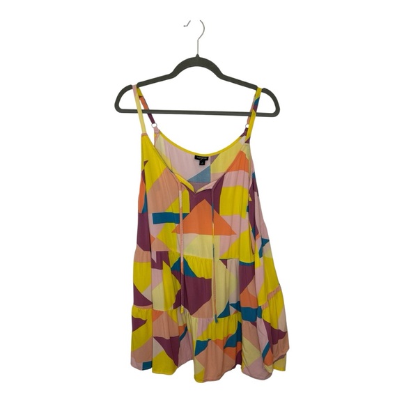 Torrid Yellow and Purple 90’s Print Pleated Tank Top - Size 3 (22/24) - Picture 1 of 5